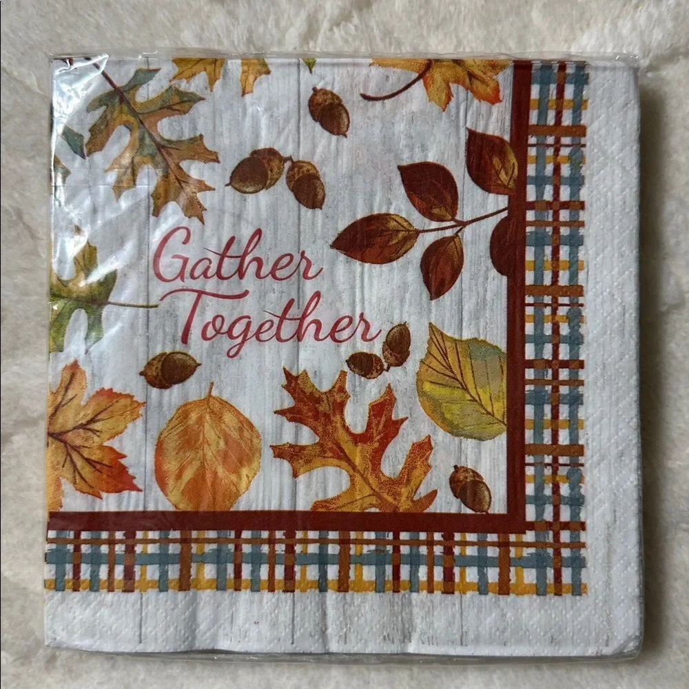 Greenbrier Gather Together Thanksgiving Square Shaped Napkins 24 x 4 packs